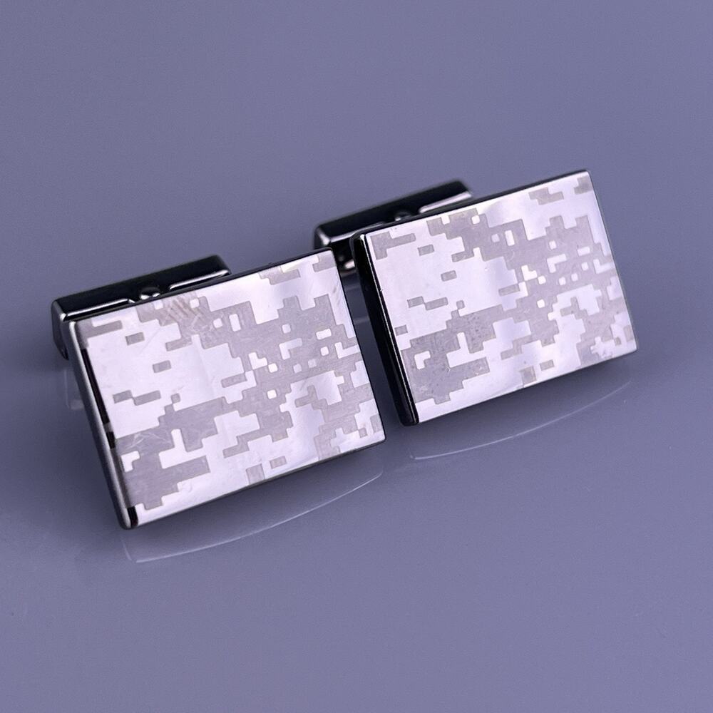 Pixel Pixelated Camouflage Cufflinks Black Tone Camo Squares Kenneth Cole Modern